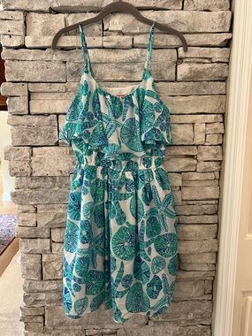 Lilly Pulitzer For Target Teal, Blue & Green Seashell Printed Sundress Size SP